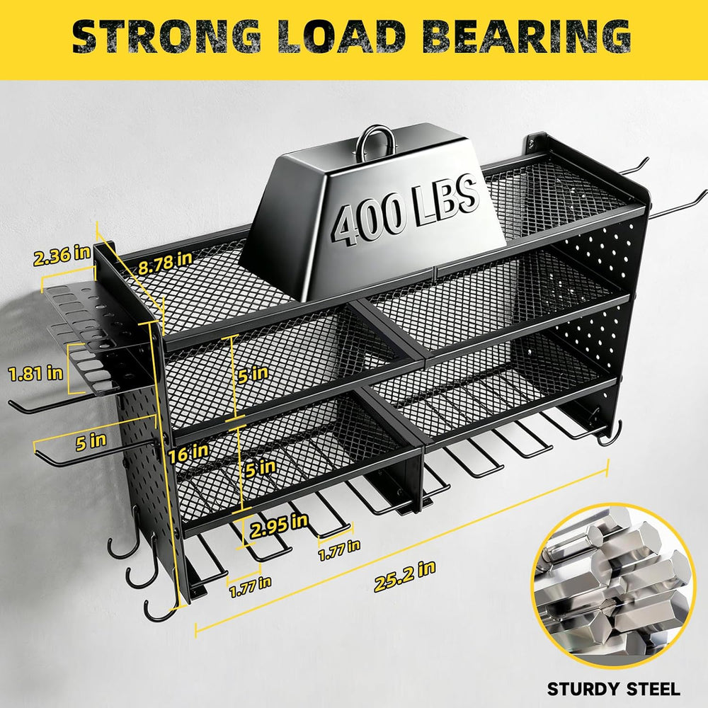 Power Tool Organizer Wall Mount, 4 Tier Heavy Duty Tool Storage Rack