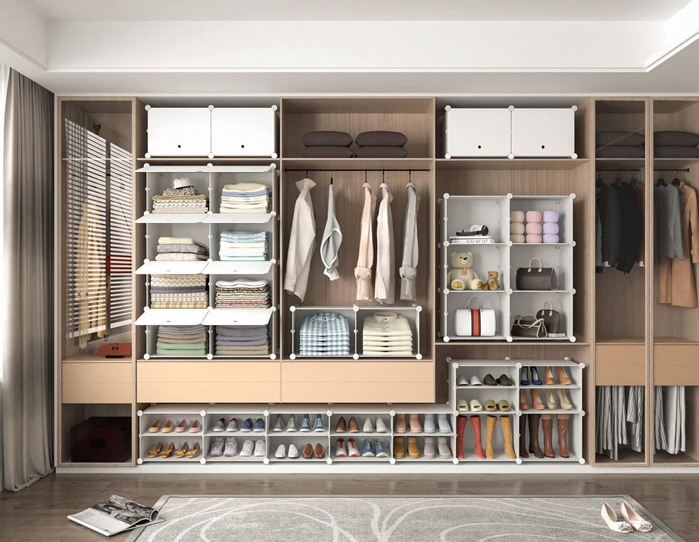 HOMIDEC Shoe Rack Organizer 32 Pair Modular Shoe Storage Cabinet for Closet