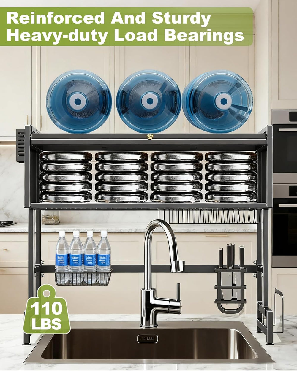 Over the Sink Dish Drying Rack with Cover 2 - Tier Large Dish Drainer Racks f...