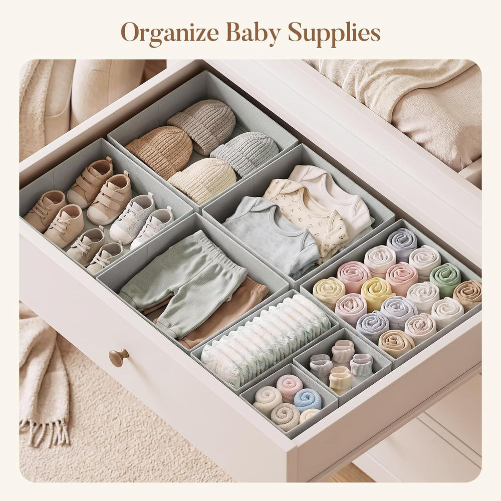 Drawer Organizer Storage for Clothes, Socks, 21 Pack, Grey