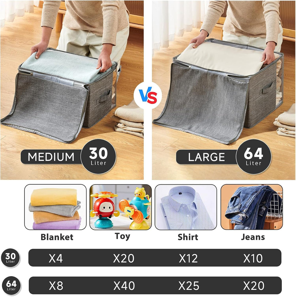 Clothes Storage Bins with Sturdy Frames, Foldable Fabric Clothing Organizer B...