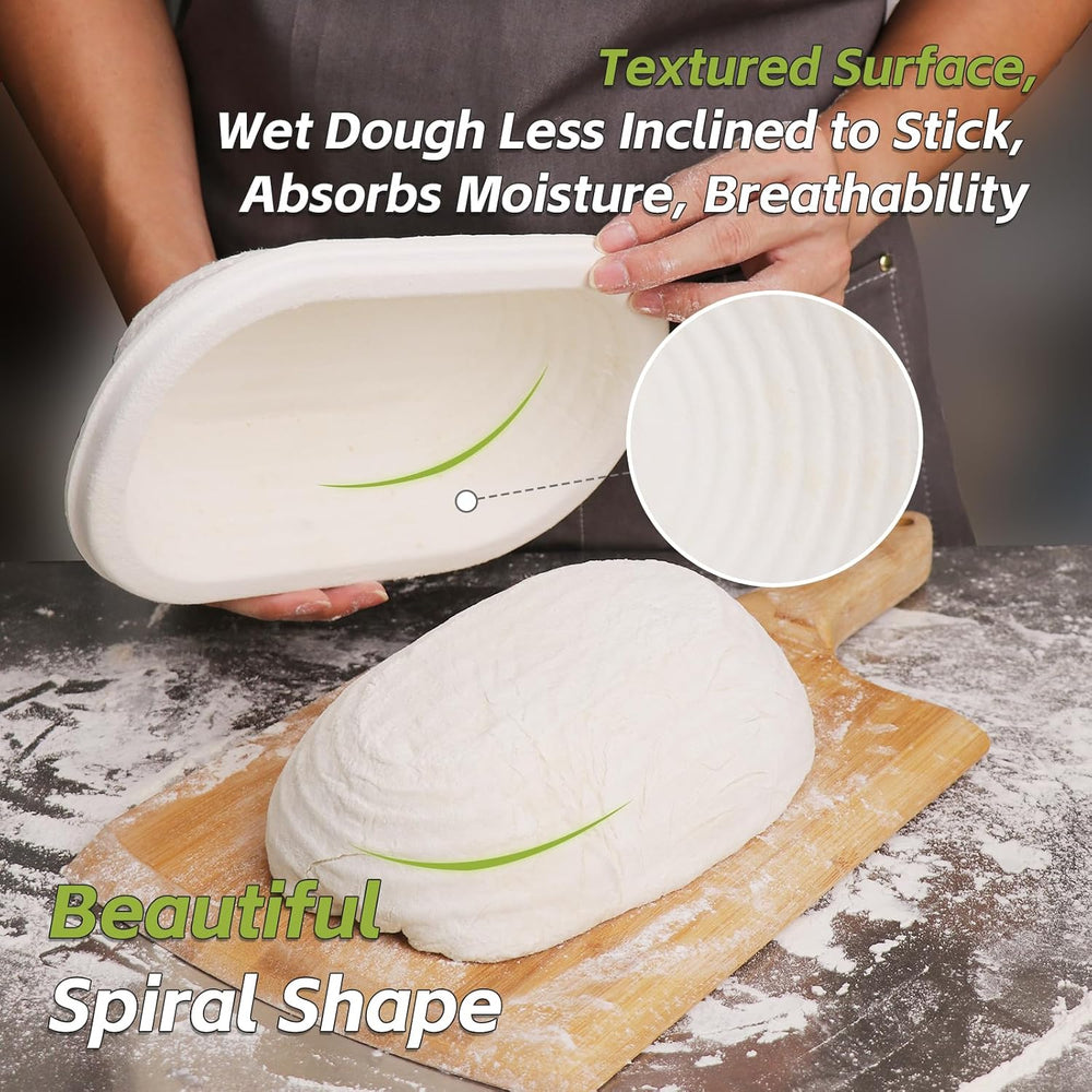 11" Oval Pulp Bread Proofing Basket 6-Pack with 30 Liners