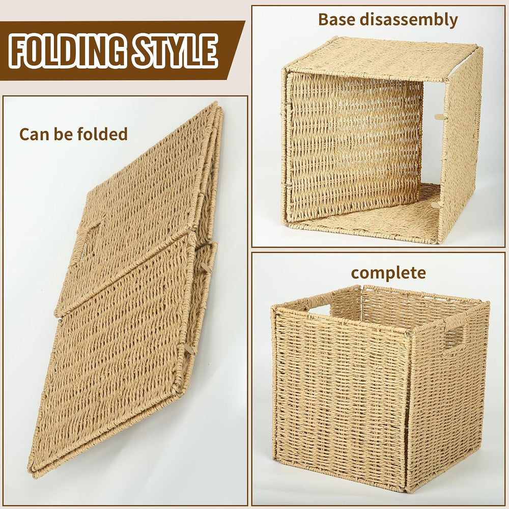 4Pcs Cube Storage Bin,Collapsible Storage Basket, Shelf Organizer with Insert...