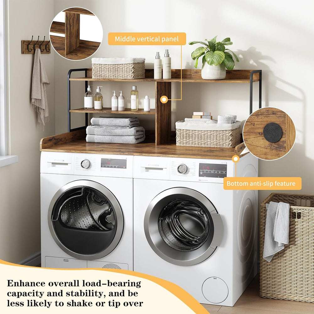 Washer and Dryer Countertop with Shelves, 54" x 27.56" 3 Tiers Larg...