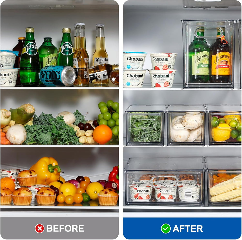Fridge Organizers and Storage Pull Out Drawer, 2 Small + 1 Large