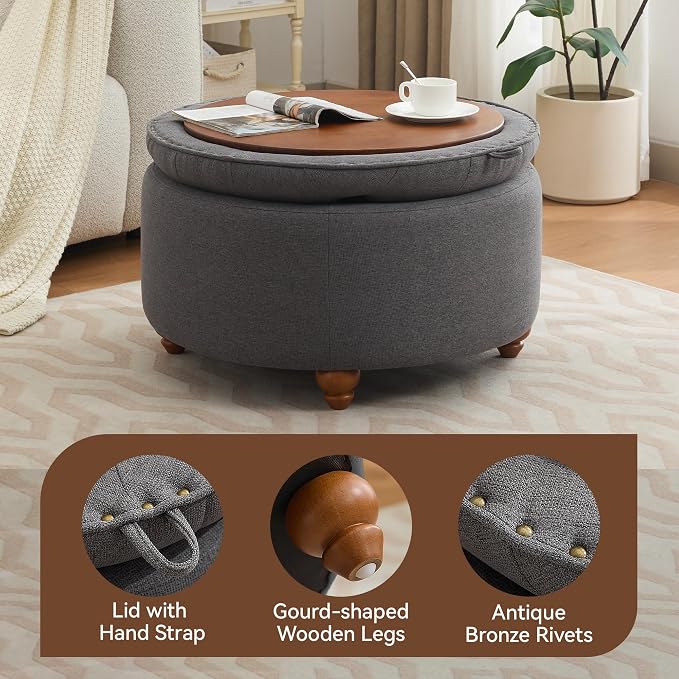 30Inch Round Storage Ottoman