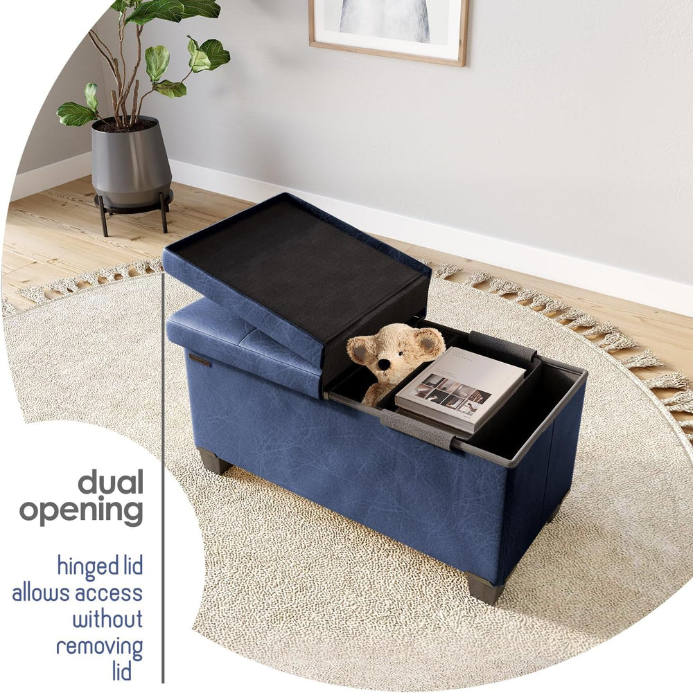 Storage Ottoman Bench with Bins, 30-in Storage Bench for Bedroom End of Bed, ...