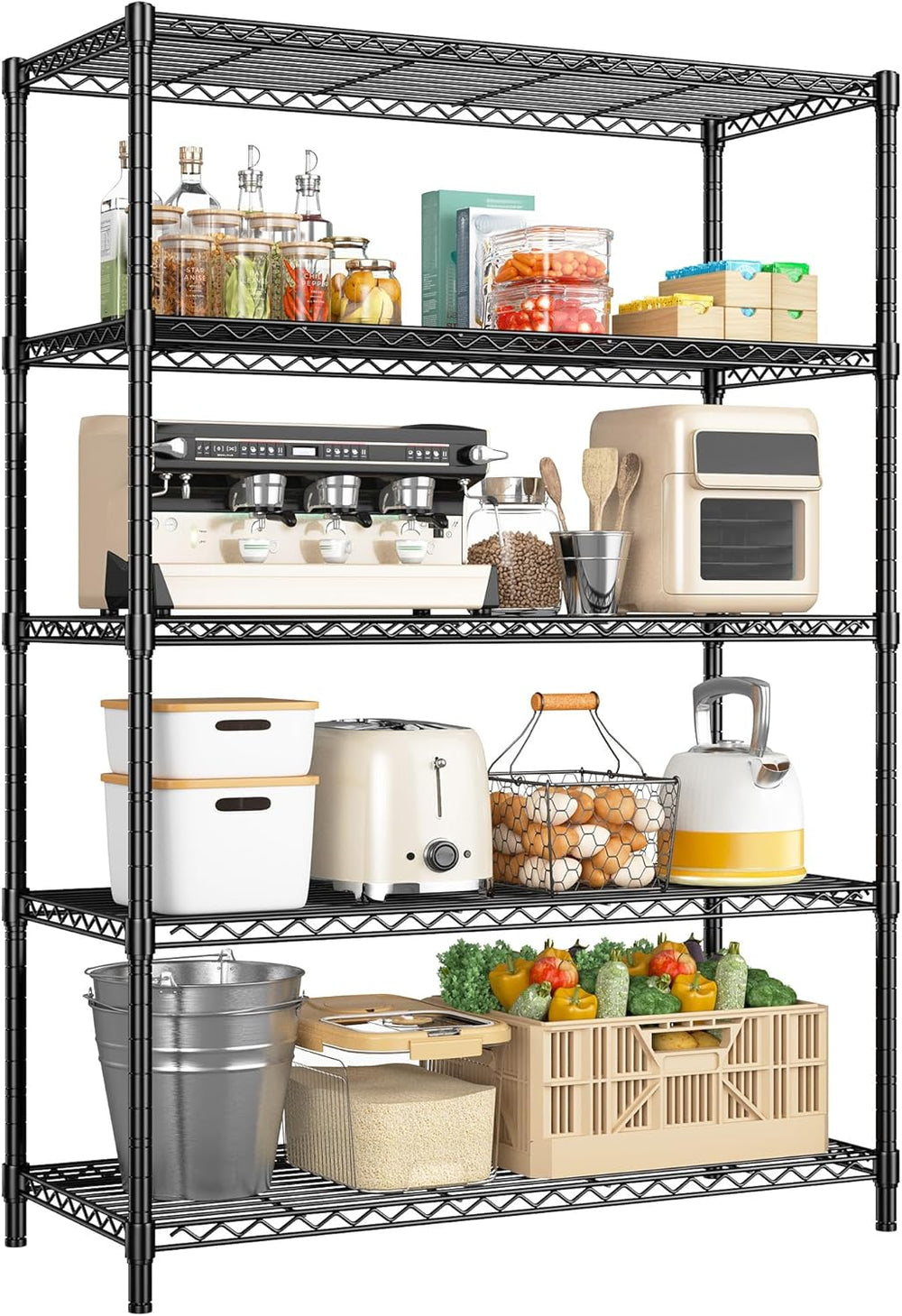 Romorgniz 5-Tier Adjustable Storage Shelves, 71" H Shelving Unit for Pantry