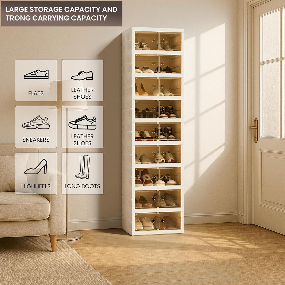 Foldable Shoe Organizer Storage Box, Portable Extra Large Folding Shoe Rack f...