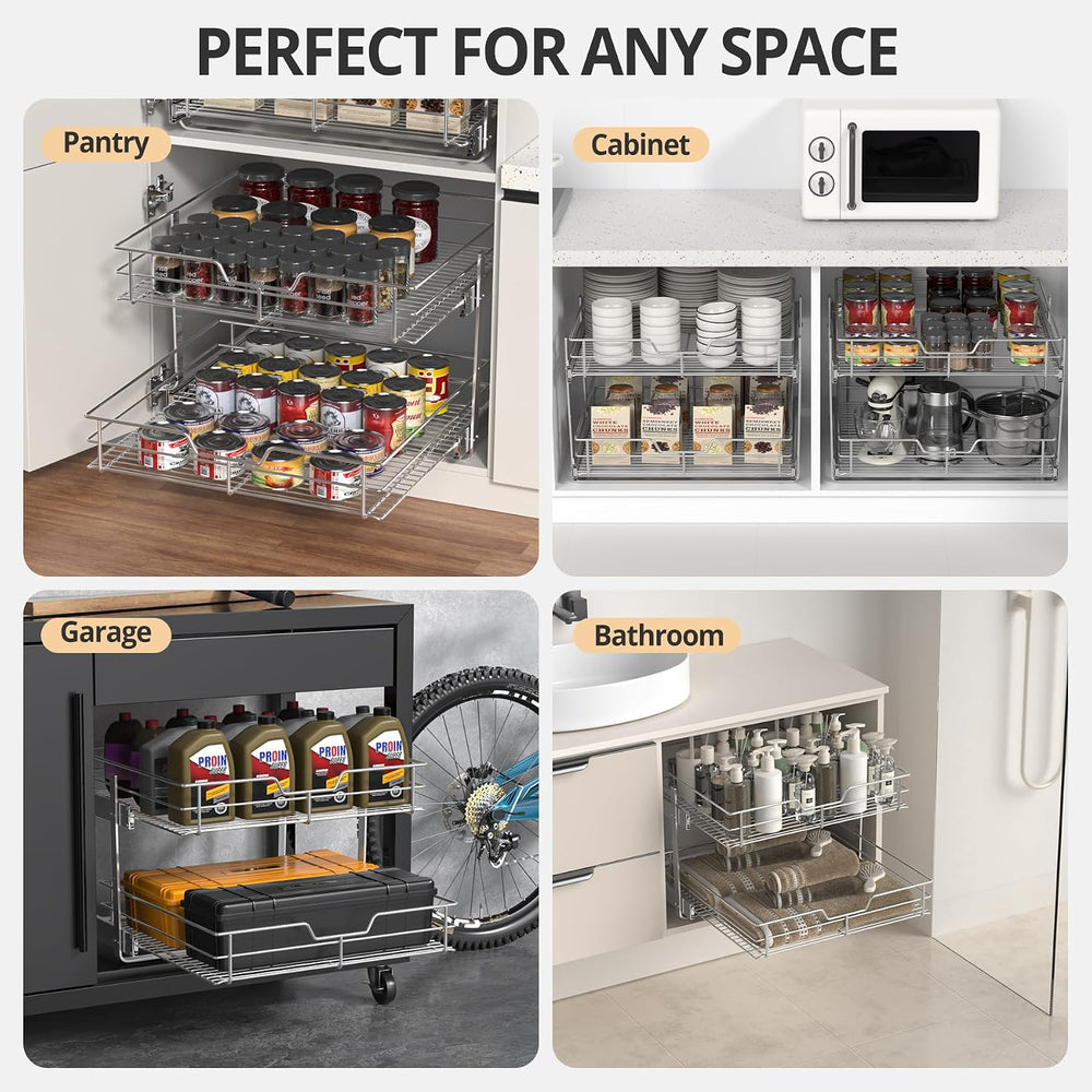 Pull Out Cabinet Organizer,24¼'' Slide Out Kitchen Organizers and Sto...
