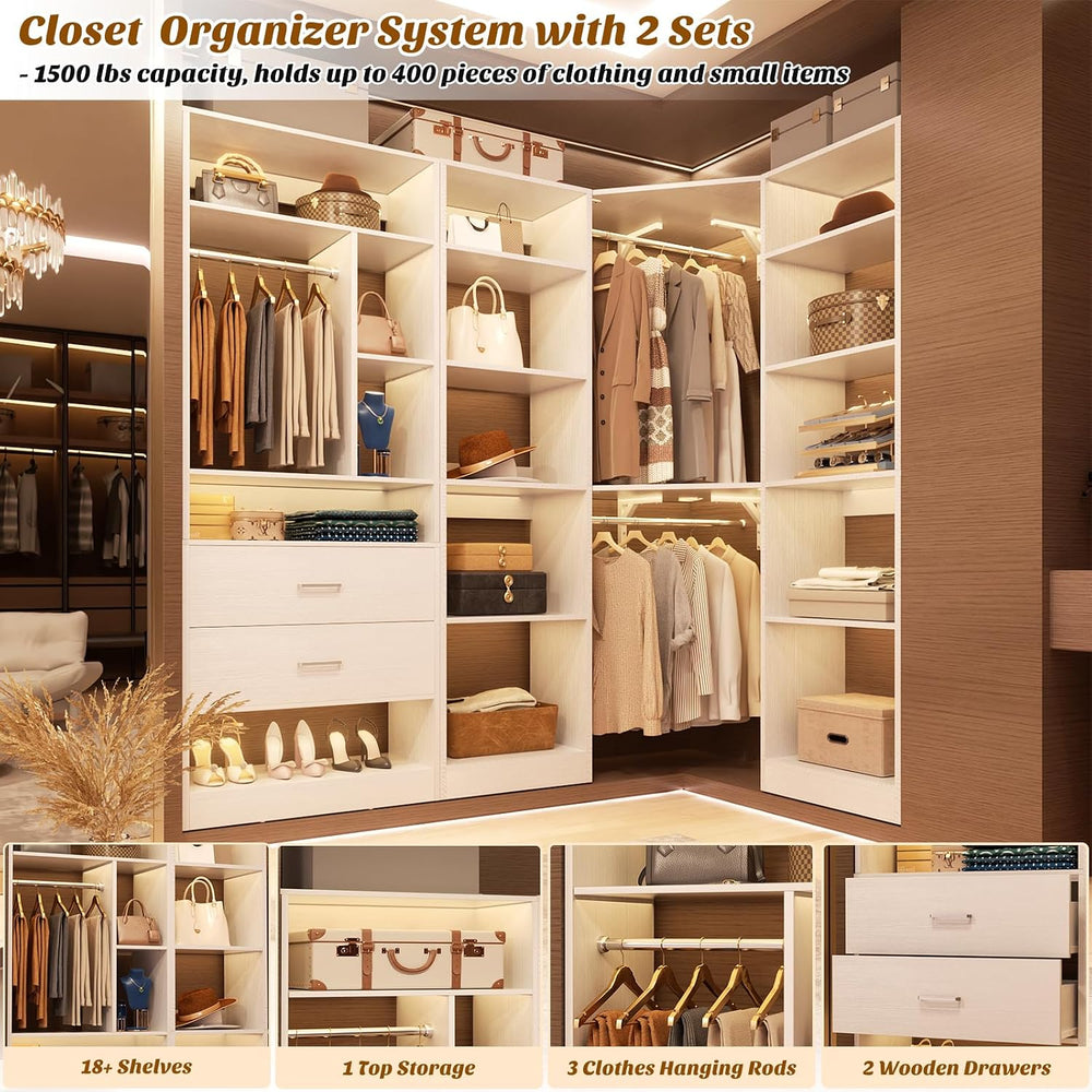 Besiost Corner Closet System with 2 Sets, 63.2" Corner Closet Organizer