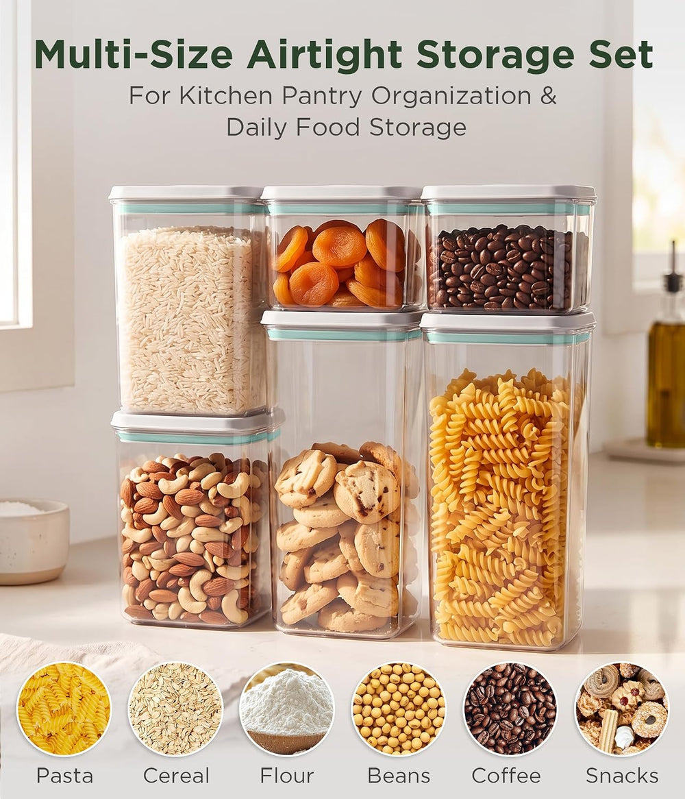 Airtight Food Storage Containers Set with Lids, 6 pcs, White 7L/236oz
