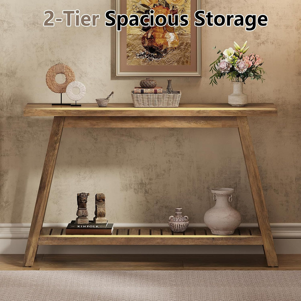 47.2" Farmhouse Console Table with 2-Tier Open Storage