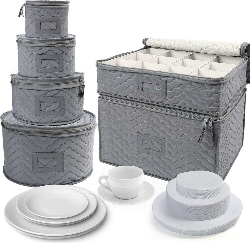 LotFancy China Storage Containers - Quilted 6-Piece Set Storage Box- Stores C...
