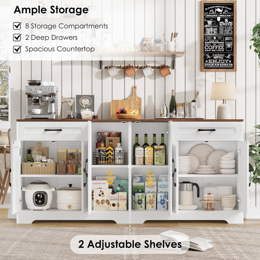 71” Large Kitchen Buffet Cabinet with Adjustable Shelves
