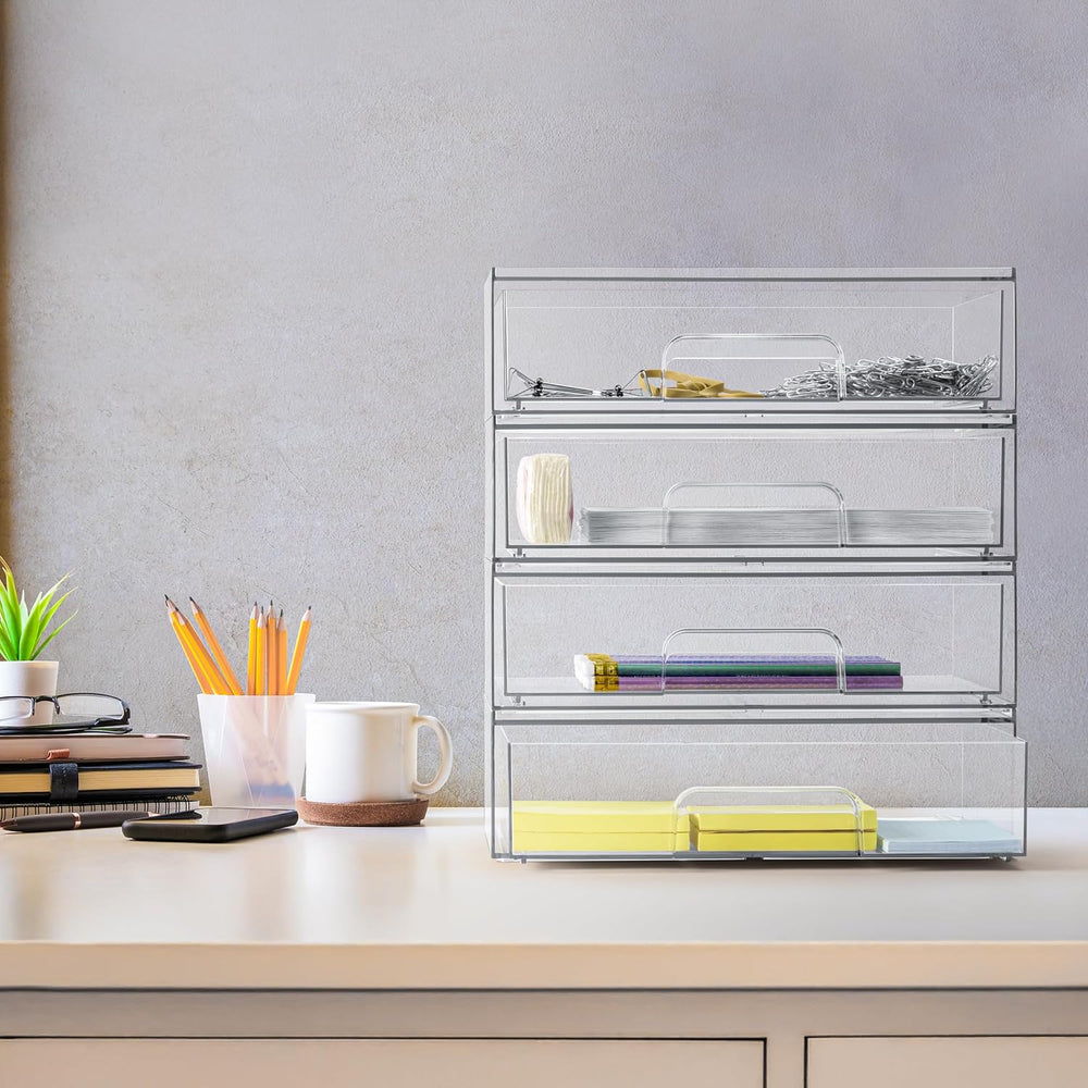 Sorbus Clear Stackable Storage Drawers (4 Pack, 12.1'' Wide)