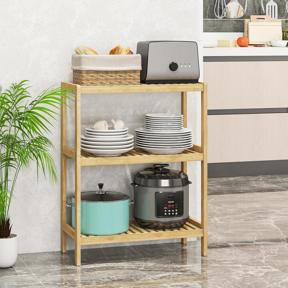 Bamboo Bathroom Shelf, Multifunctional Storage Shelf, 3-Tier