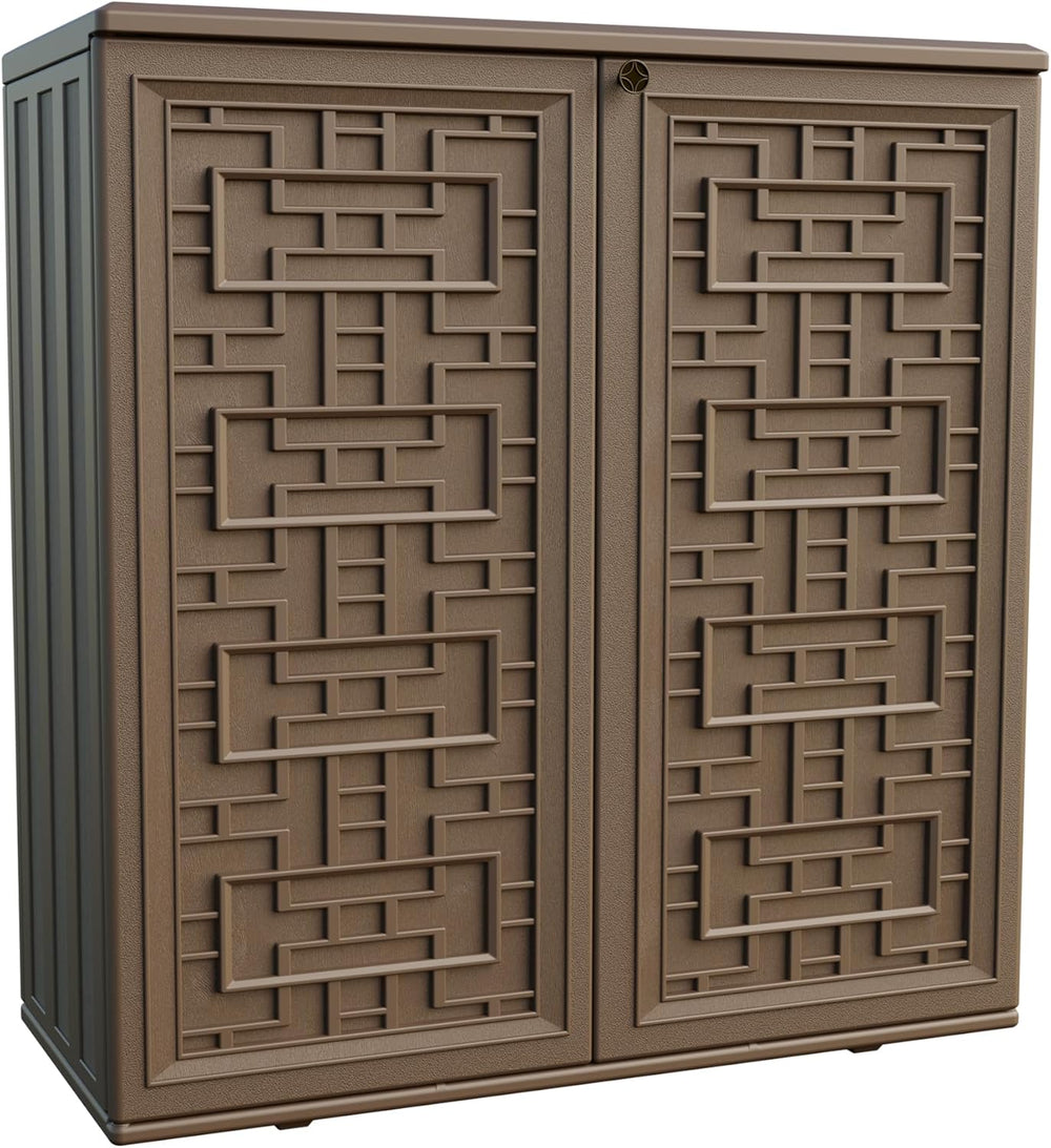 Mrosaa Indoor Outdoor Storage Cabinet Waterproof with 1 Shelf, Plastic Outdoo...
