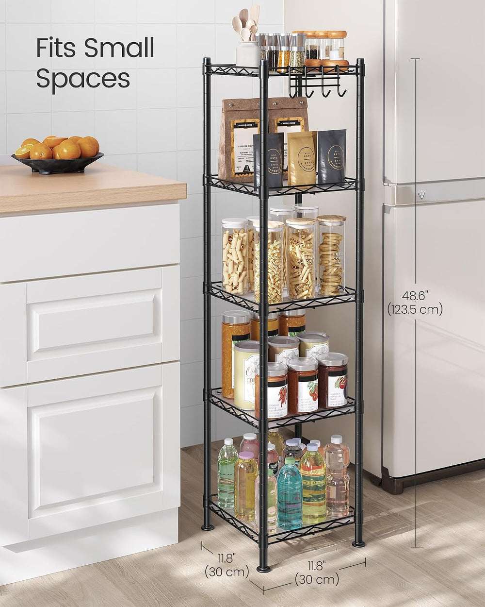 SONGMICS 5-Tier Bathroom Shelf, Storage Rack for Small Space
