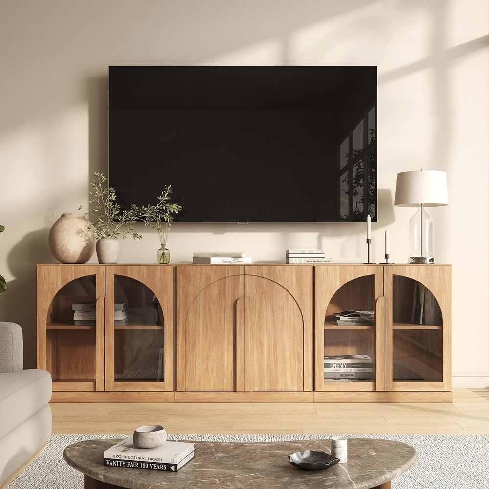 BELLEZE Bijou 3-Piece Modular Sideboard Buffet Cabinet - Camel