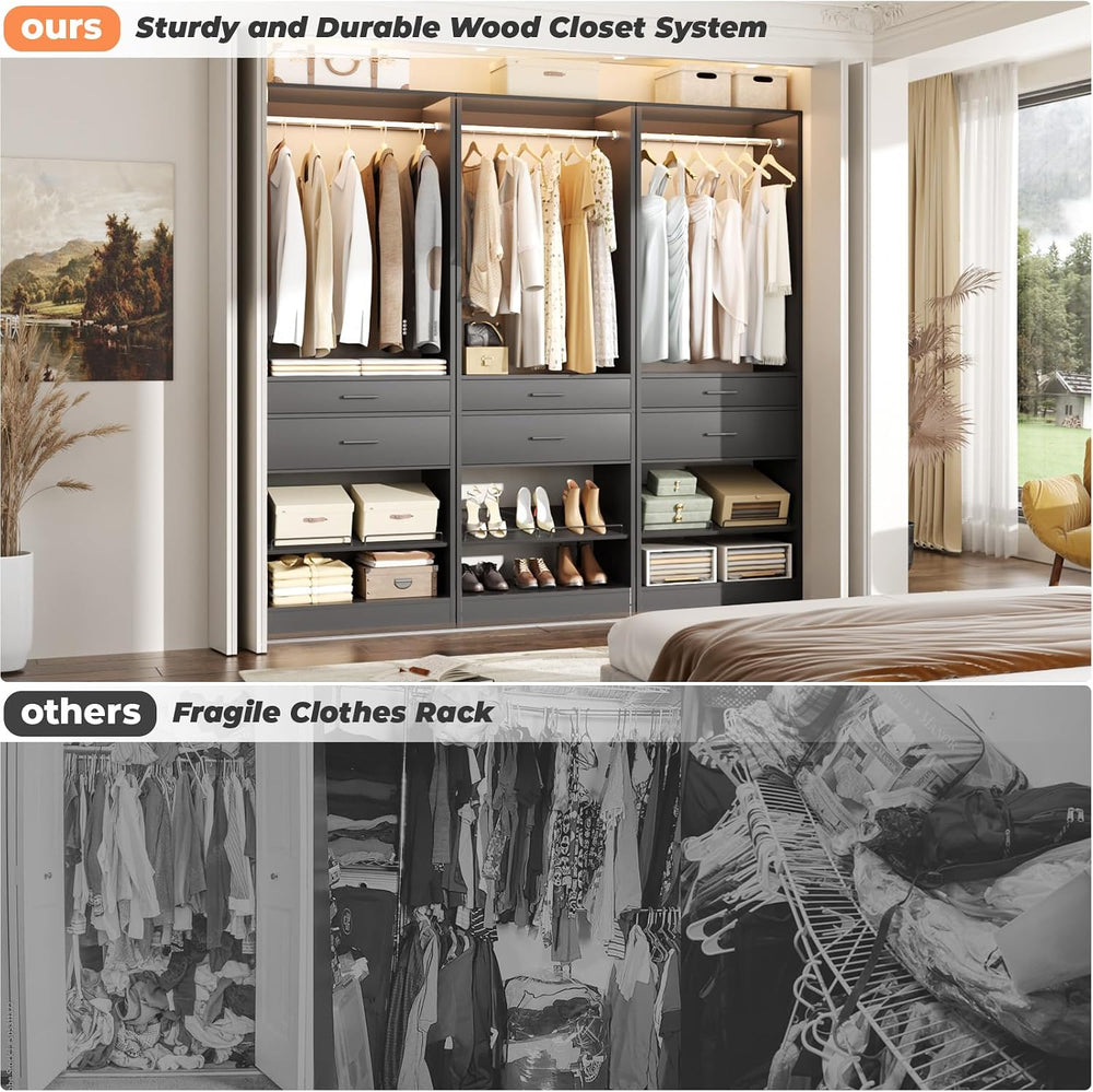 Unikito 25" W x 80" H Closet Organizer Storage with Hanging Rod and...