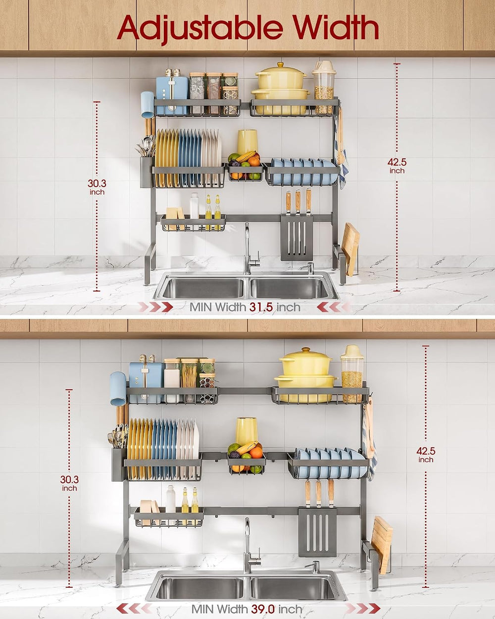 Sakugi Dish Drying Rack Over The Sink, Dish Drainer for Kitchen Counter