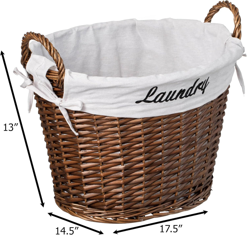 Handwoven Laundry Basket with Liner & Handles - Boho Decorative Storage H...