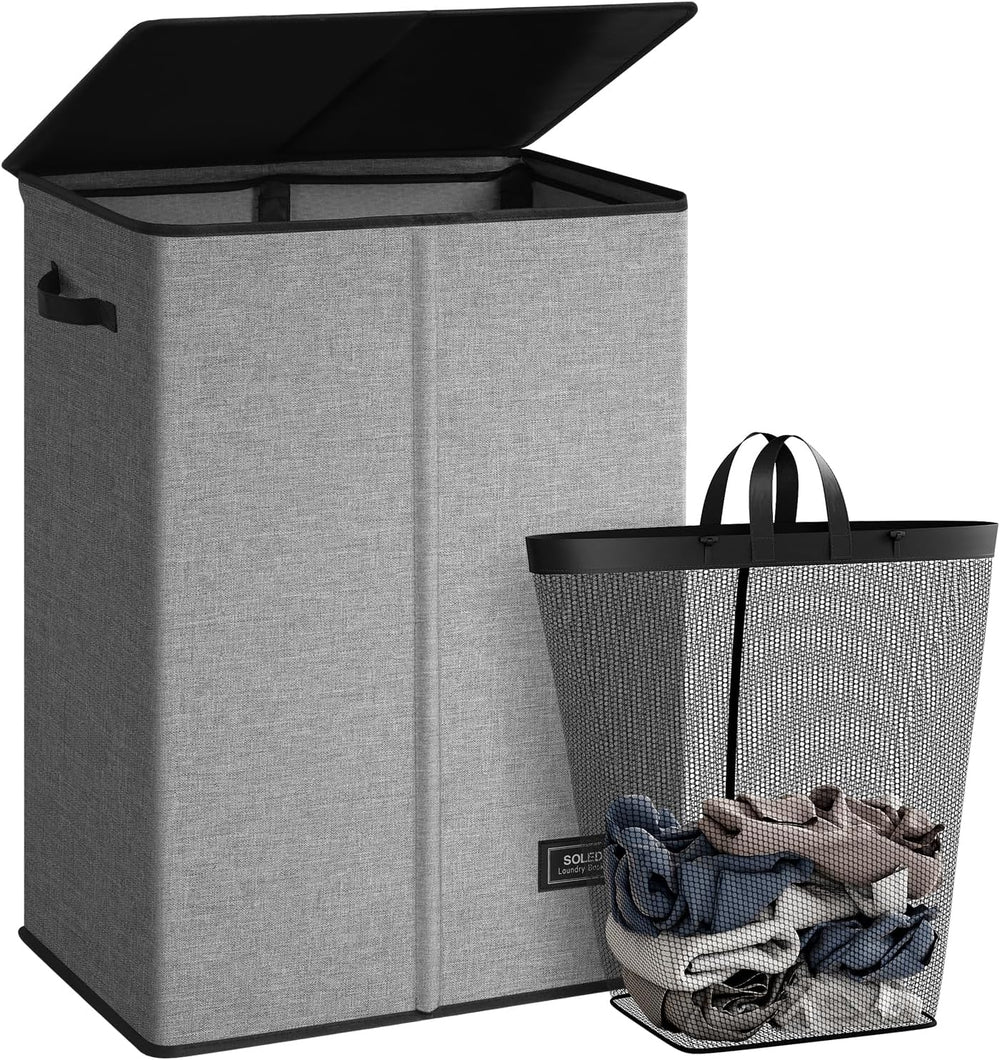 SOLEDI 130L Laundry Hamper with Lid, Large Collapsible Laundry Basket