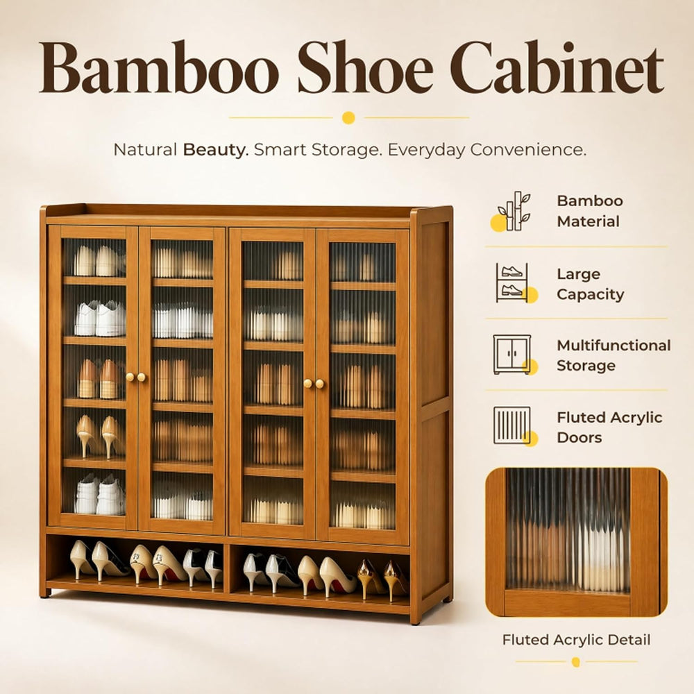 qeknxks7-Tier Bamboo Shoe Cabinet,Shoe Storage Cabinet with Doors, 25-30 Pair...