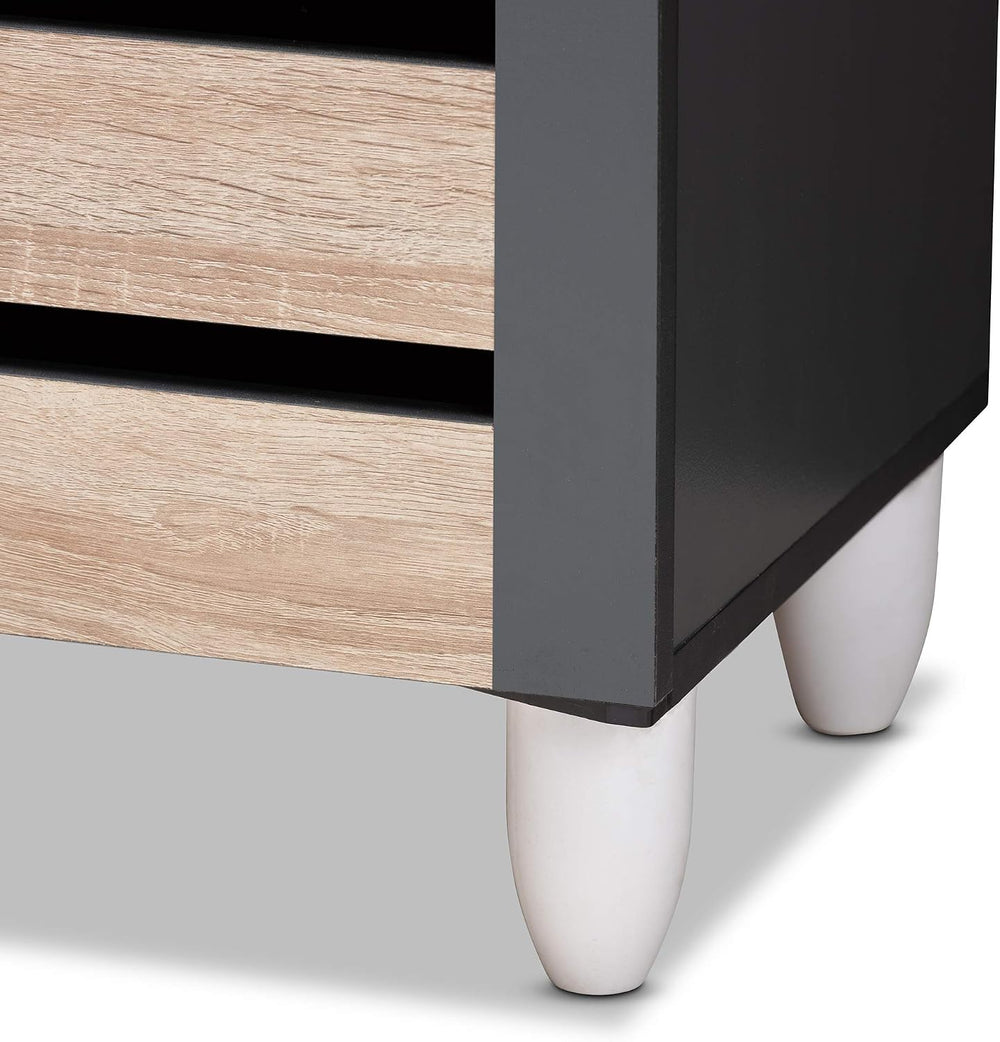 Baxton Studio Shoe Cabinets, One Size, Oak/Dark Gray