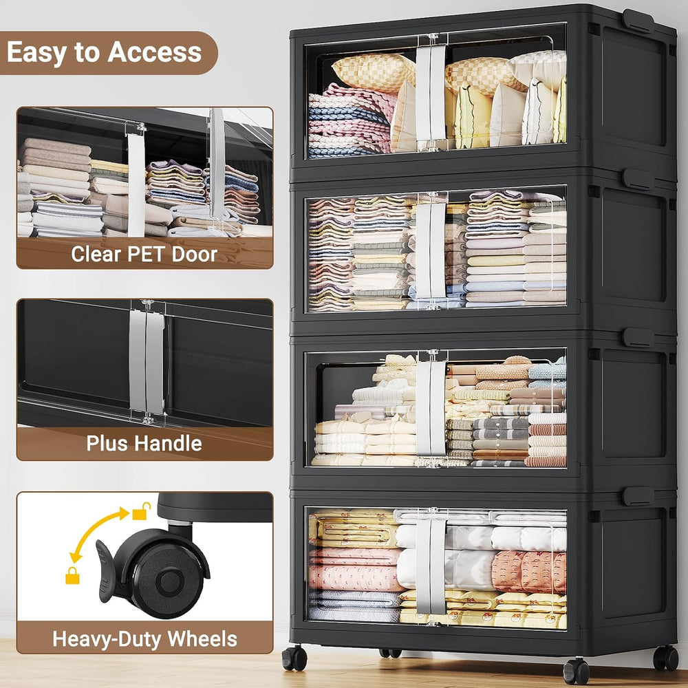 BROVIEW 160QT Stackable Storage Bins with Lids, 40Gal Extra Large Collapsible...