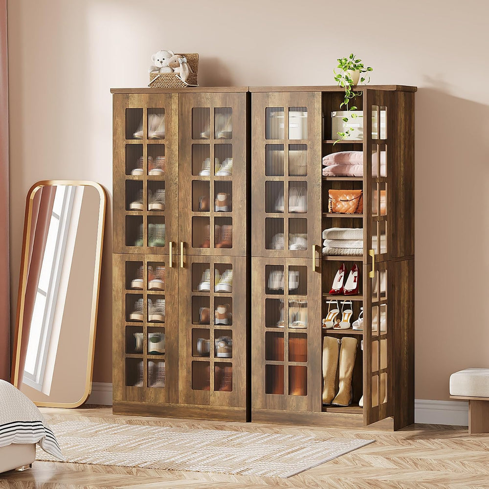 Tribesigns Tall Shoe Cabinet with Doors, 8-Tier Shoe Storage with Adjustable ...