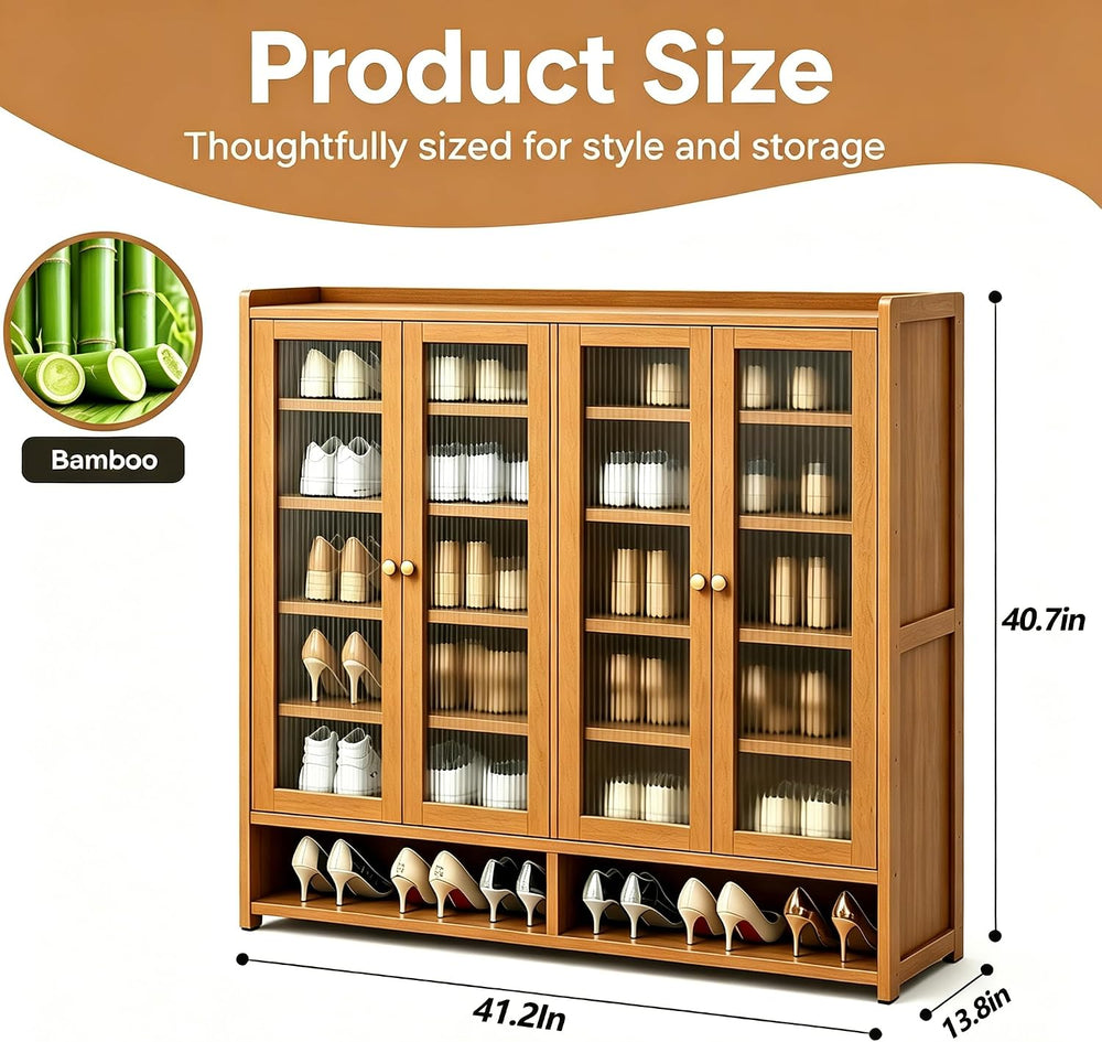 qeknxks7-Tier Bamboo Shoe Cabinet,Shoe Storage Cabinet with Doors, 25-30 Pair...