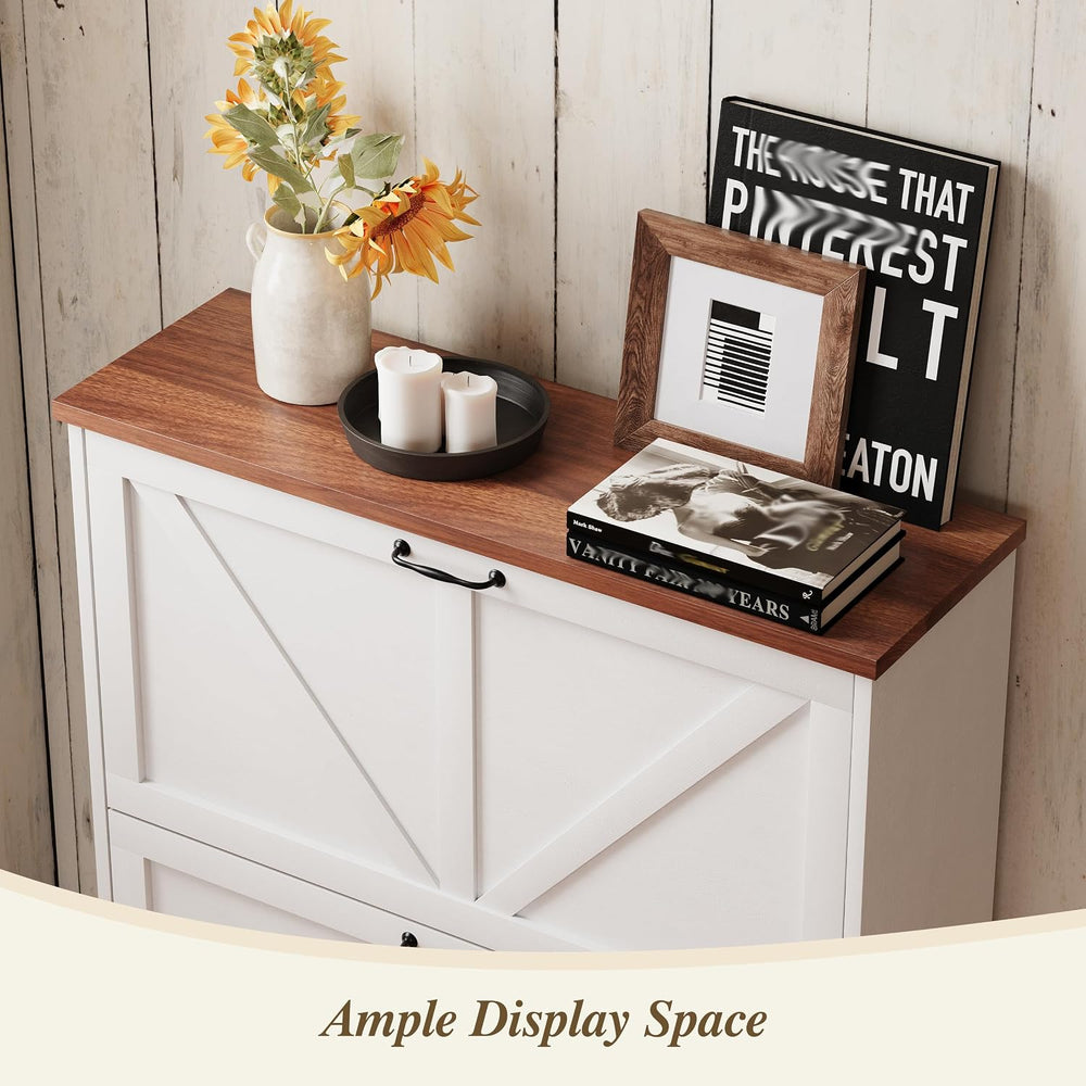 Semiocthome Farmhouse Shoe Storage Cabinet with 2 Flip Drawers, 31.5"(W)...