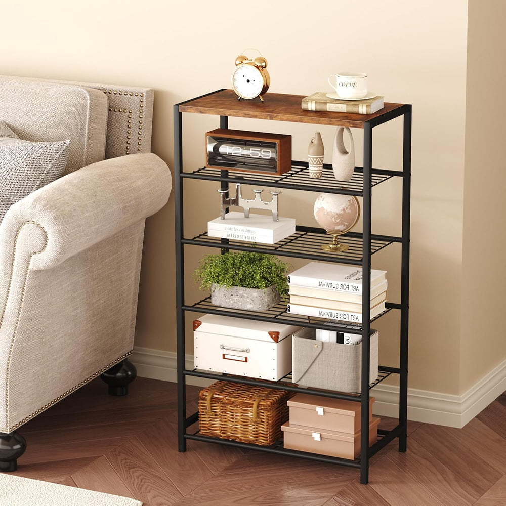 HOMEFORT Shoe Rack 6-Tier, Shoe Storage Shelf, Industrial Shoe Tower, Narrow ...