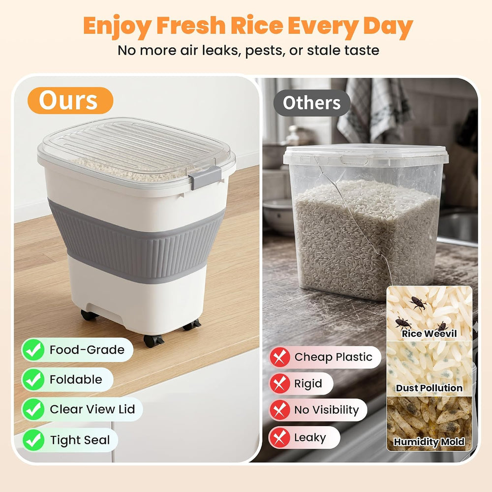 50 Lbs Rice Container, Collapsible Dog Food Storage Container