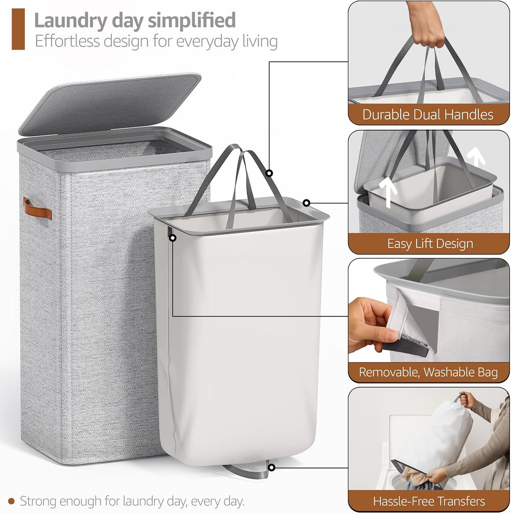 Sorbus Laundry Hamper with Lid - Collapsible Fabric Laundry Basket with Handl...