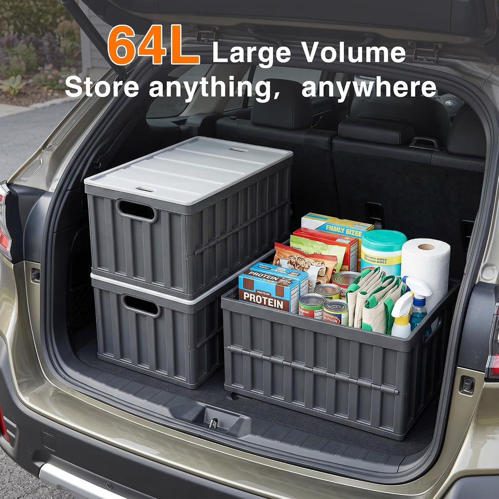 Citylife 64L Collapsible Storage Bins with Lids Plastic Storage Containers fo...