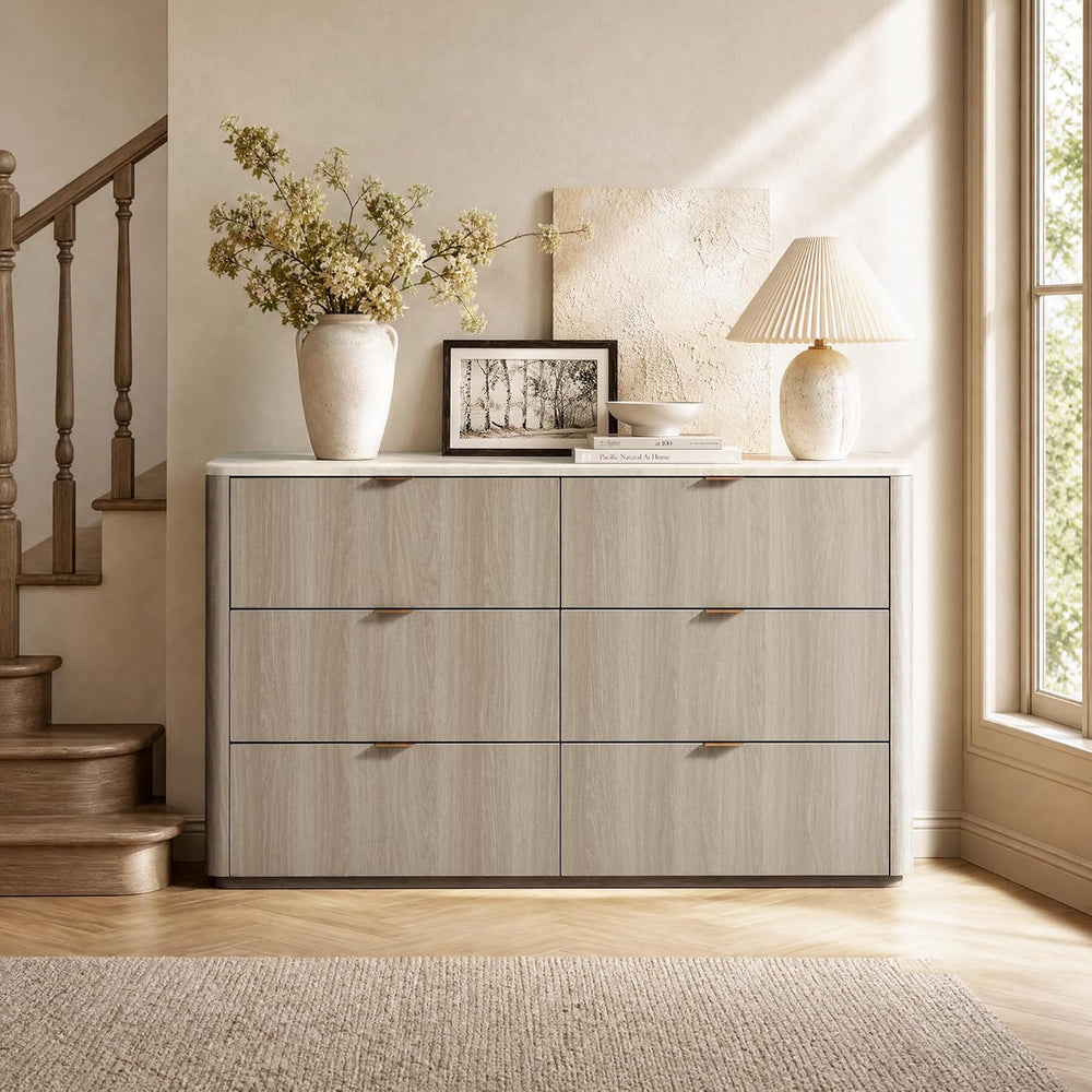ModernMate 6 Drawer Dresser for Bedroom, 54" Clothes Dresser with Smooth...