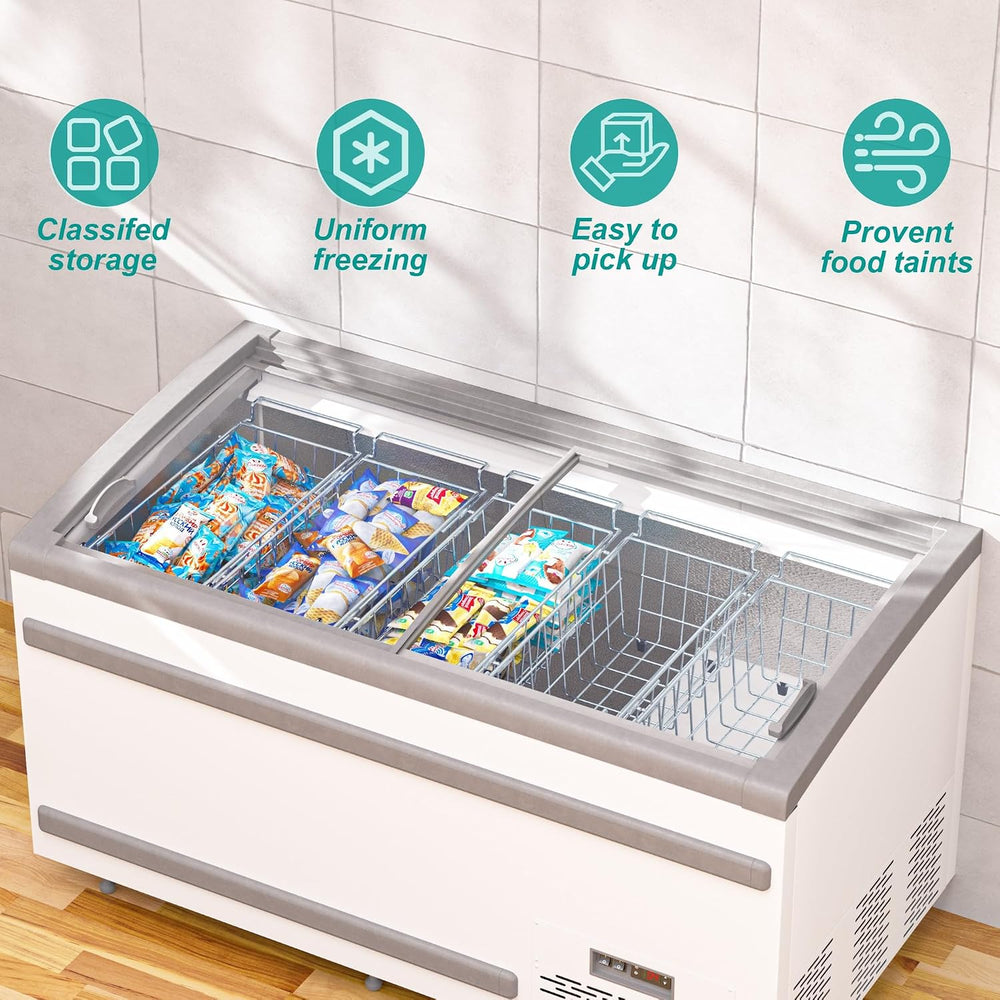 SANNO Chest Freezer Baskets, Stainless Steel Storage Organizer Bins with Stur...