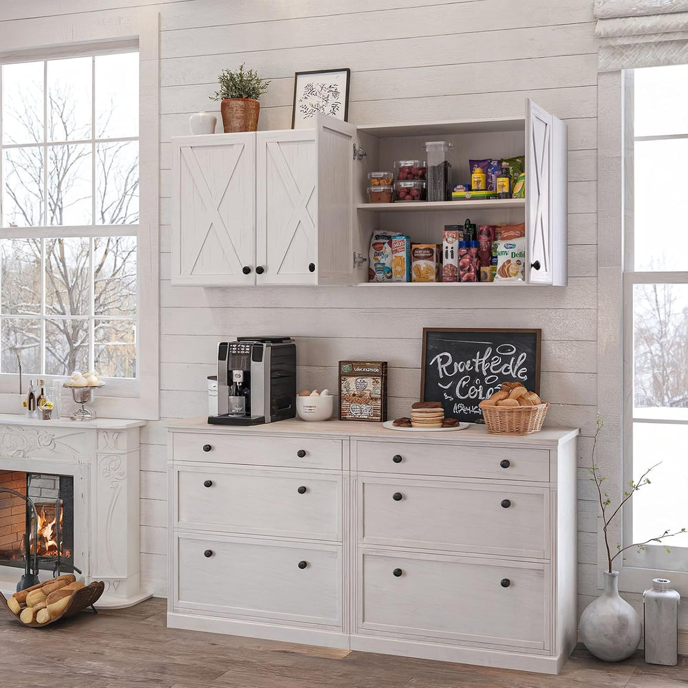FIMELLO 60’’ Laundry Room Cabinets, Laundry Wall Cabinet Storage, Barn Door K...