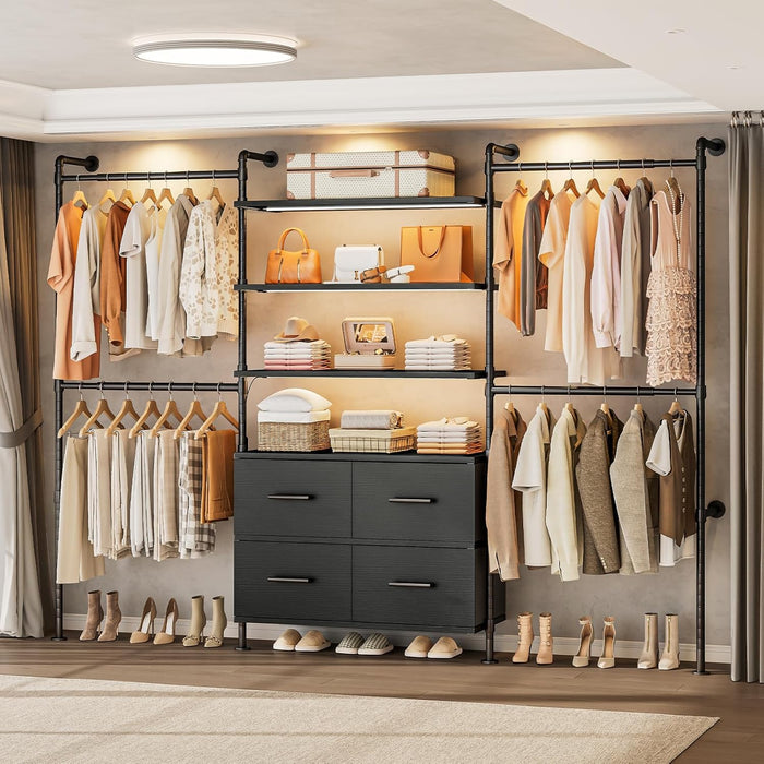 ONBRILL T3 Closet System with Stepless Dimmable LED Light & 4 Large Drawers