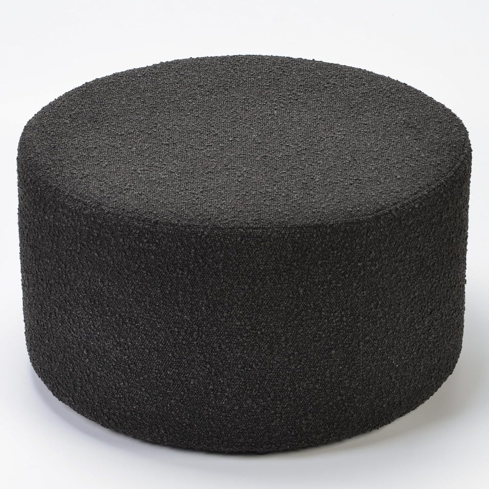 KINWELL Modern Round Boucle Ottoman (24" D x 24" W x 13" H)