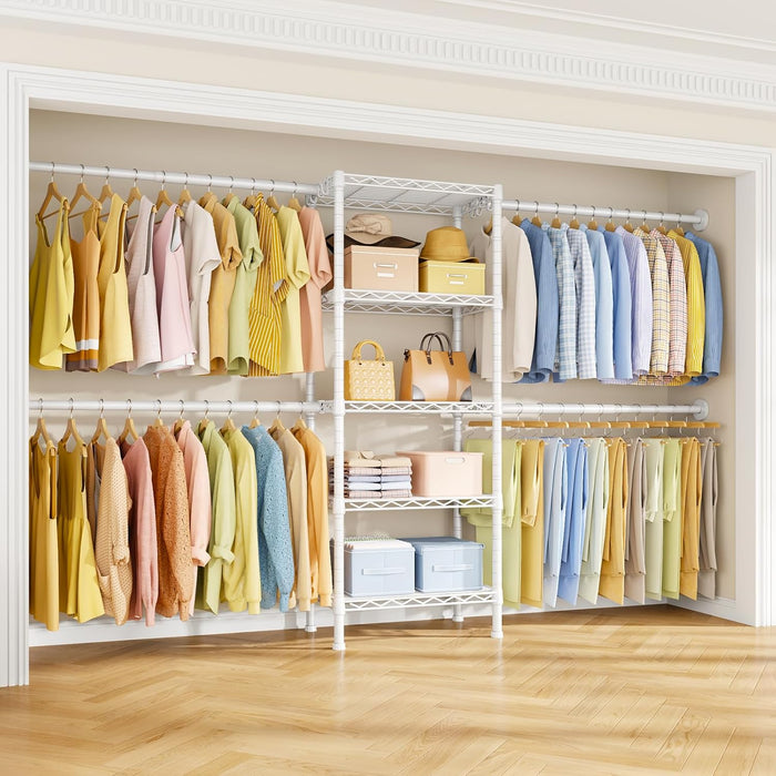 Ulif M2 Wall Mounted Closet System, White Clothes Rack Mount onto the Wall