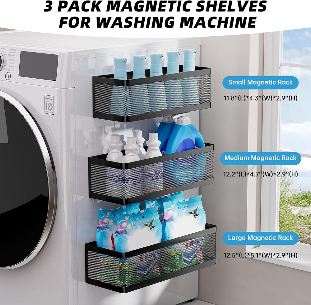3 Pack Magnetic Shelves for Washing Machine,Laundry Organizer