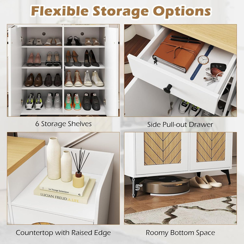 LOKO Shoe Cabinet with Doors, 6-Tier Shoe Storage Cabinet with Drawer, 6 Adju...