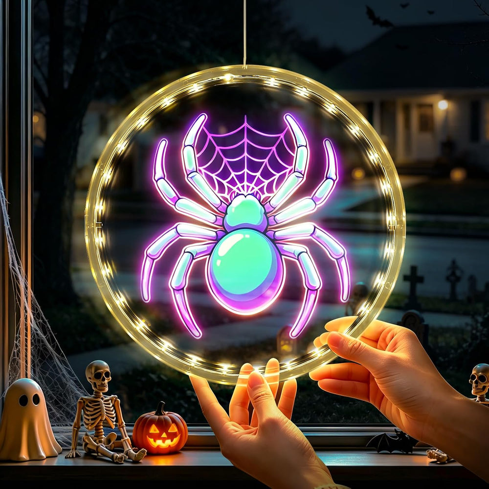 3 Pack Rechargeable Indoor Halloween Window Lights,4/6/12H Timer Function