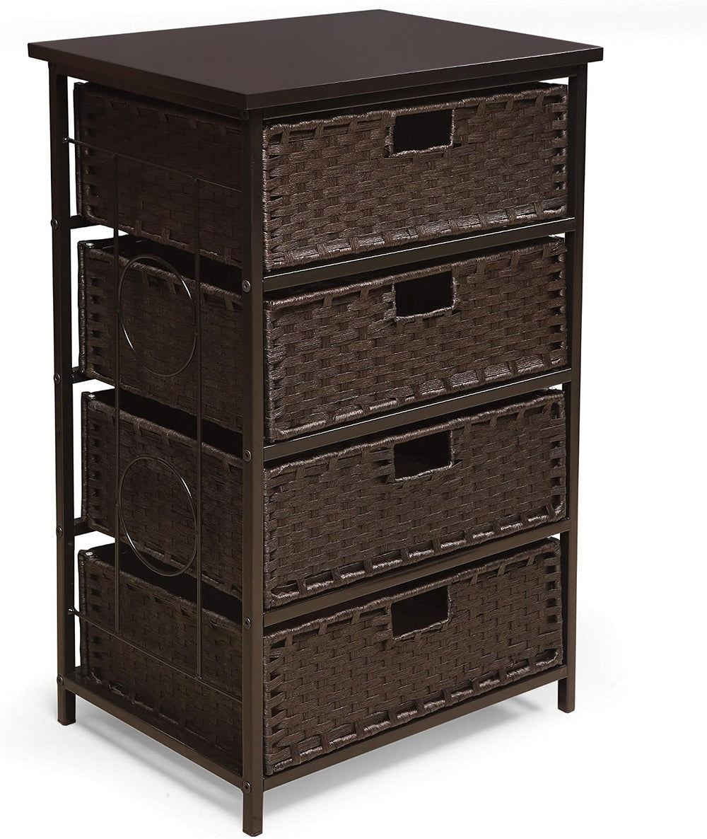 Badger Basket August Collection Tall 4-Basket Storage Unit, Espresso, Functio...