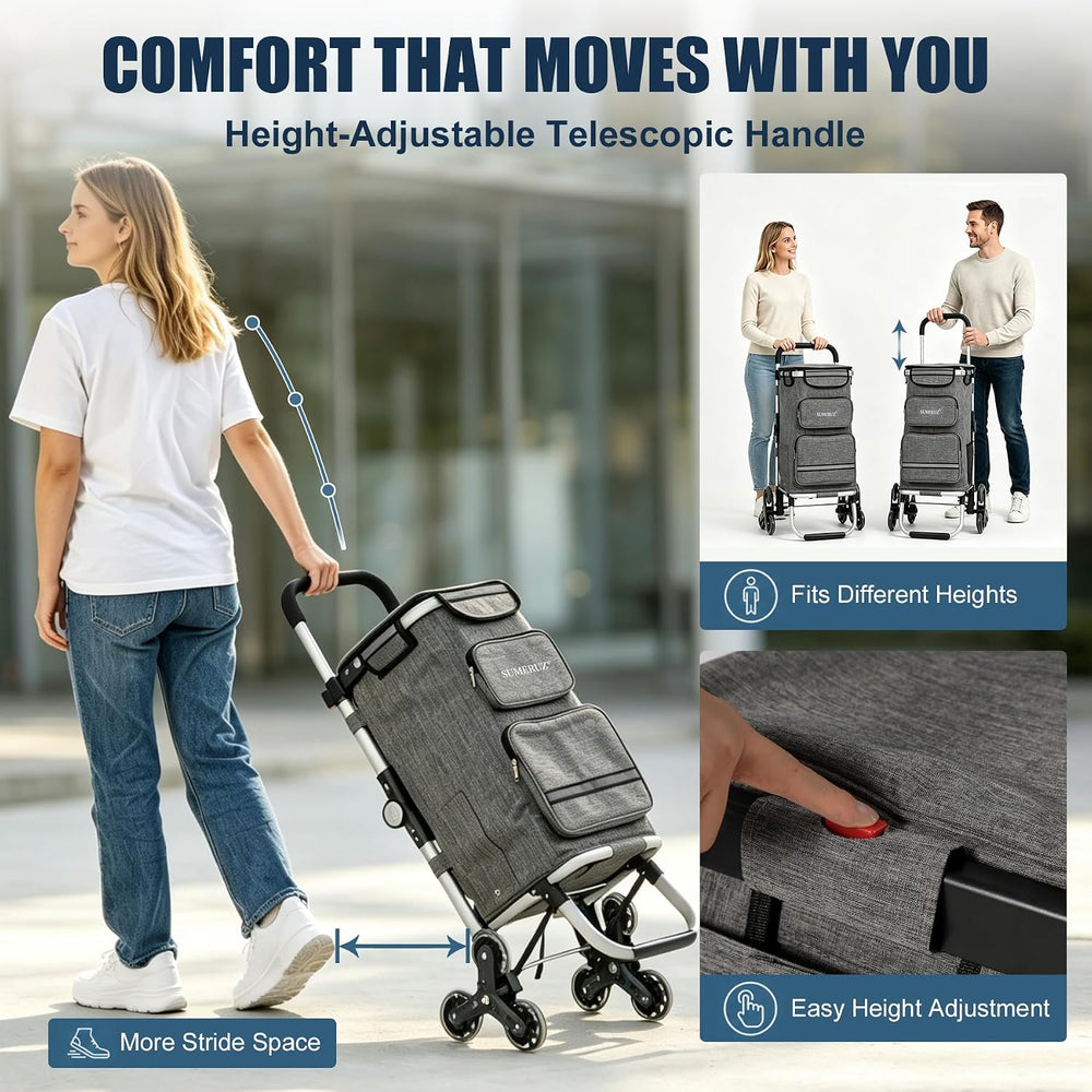 3-in-1 Foldable Stair Climbing Shopping Cart, Hand Truck & Backpack