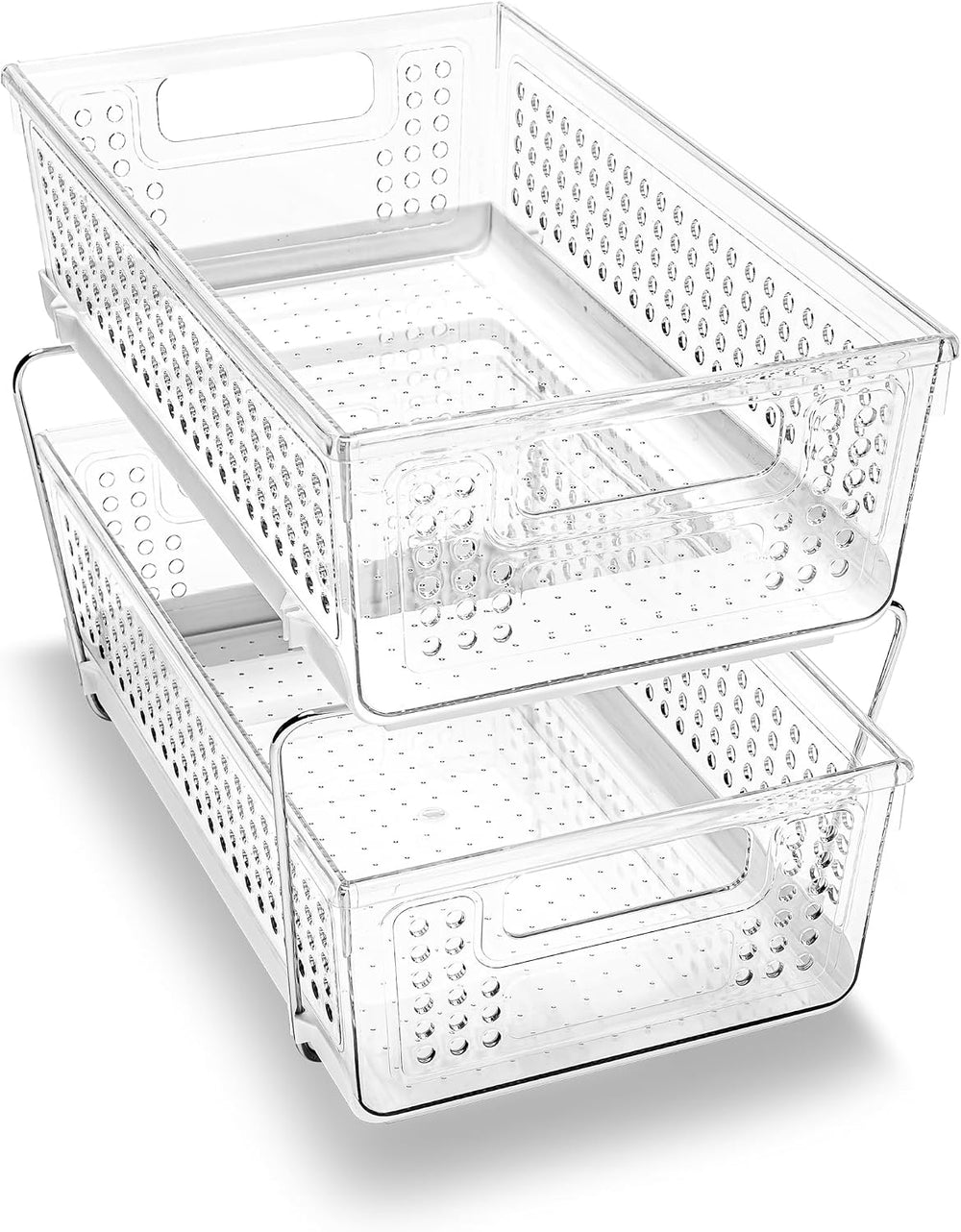madesmart 2 Tier Organizer, Multi-Purpose Slide-Out Storage Baskets with Hand...